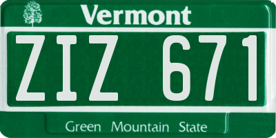 VT license plate ZIZ671