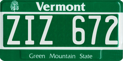 VT license plate ZIZ672