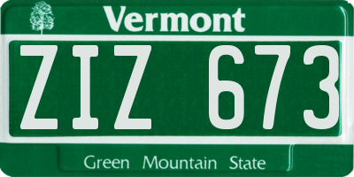 VT license plate ZIZ673