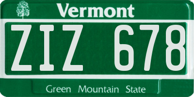 VT license plate ZIZ678