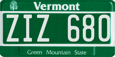 VT license plate ZIZ680