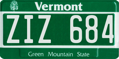VT license plate ZIZ684