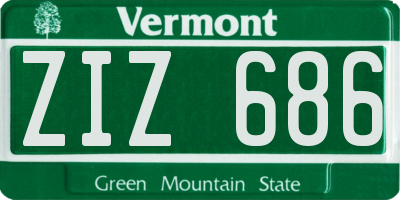 VT license plate ZIZ686