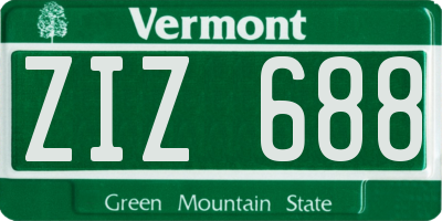 VT license plate ZIZ688