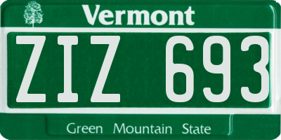 VT license plate ZIZ693
