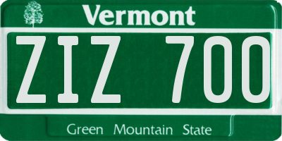 VT license plate ZIZ700