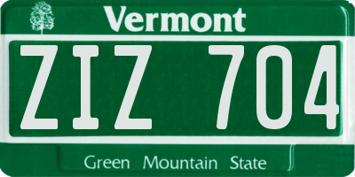 VT license plate ZIZ704