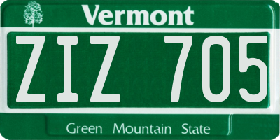 VT license plate ZIZ705
