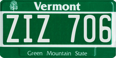 VT license plate ZIZ706