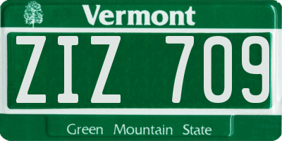 VT license plate ZIZ709
