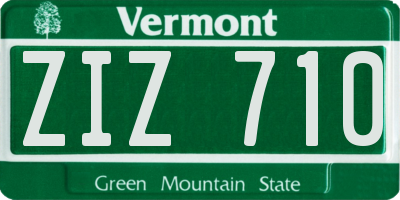 VT license plate ZIZ710