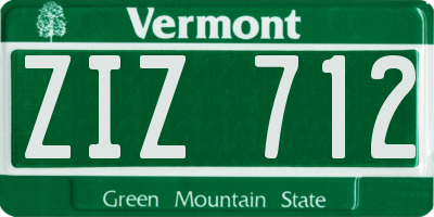 VT license plate ZIZ712