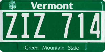 VT license plate ZIZ714