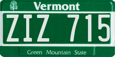 VT license plate ZIZ715