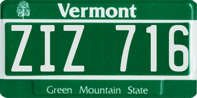 VT license plate ZIZ716