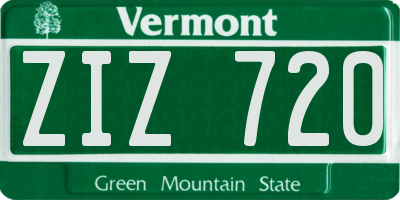 VT license plate ZIZ720