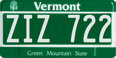 VT license plate ZIZ722