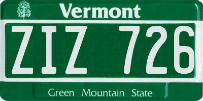 VT license plate ZIZ726