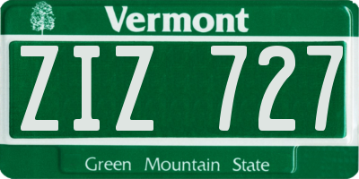 VT license plate ZIZ727