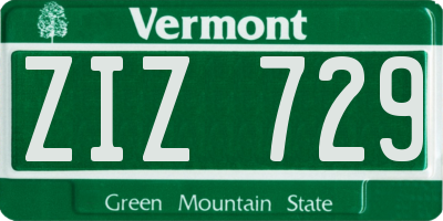 VT license plate ZIZ729