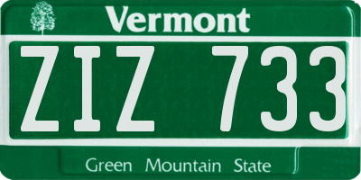 VT license plate ZIZ733