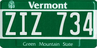 VT license plate ZIZ734