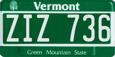VT license plate ZIZ736