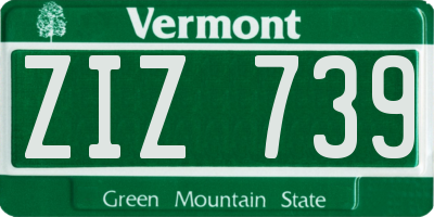 VT license plate ZIZ739