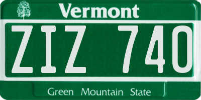 VT license plate ZIZ740