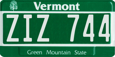 VT license plate ZIZ744