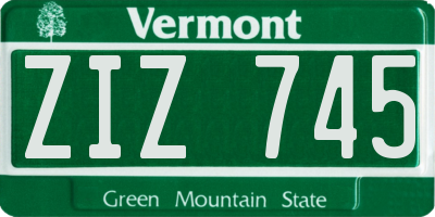 VT license plate ZIZ745