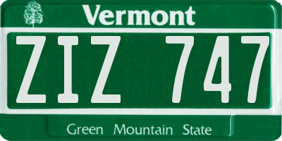 VT license plate ZIZ747