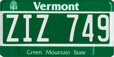 VT license plate ZIZ749