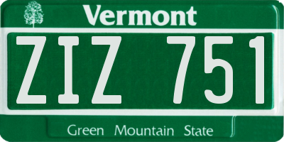 VT license plate ZIZ751