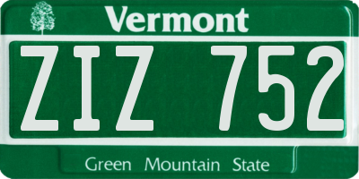 VT license plate ZIZ752