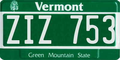 VT license plate ZIZ753