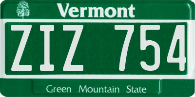 VT license plate ZIZ754