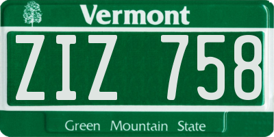 VT license plate ZIZ758
