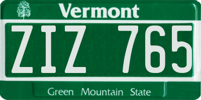 VT license plate ZIZ765