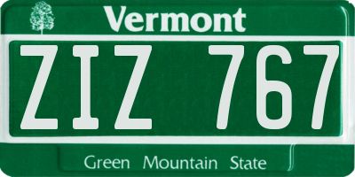 VT license plate ZIZ767