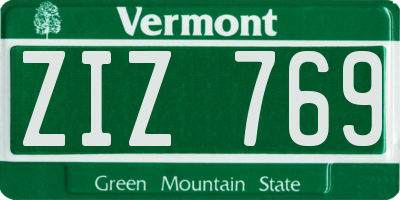 VT license plate ZIZ769