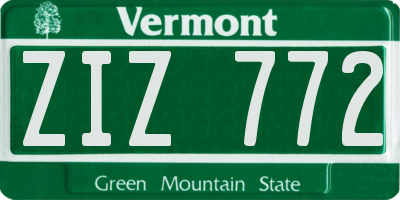 VT license plate ZIZ772