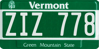 VT license plate ZIZ778