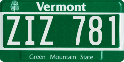 VT license plate ZIZ781