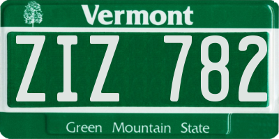 VT license plate ZIZ782