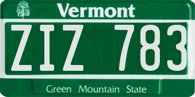 VT license plate ZIZ783