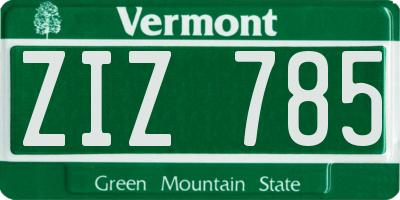 VT license plate ZIZ785