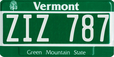 VT license plate ZIZ787