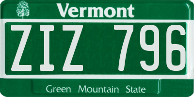 VT license plate ZIZ796