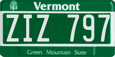 VT license plate ZIZ797